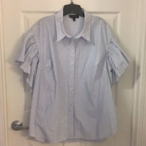 (EUC) Size 22 Pinstripe Top with Subtle Gold